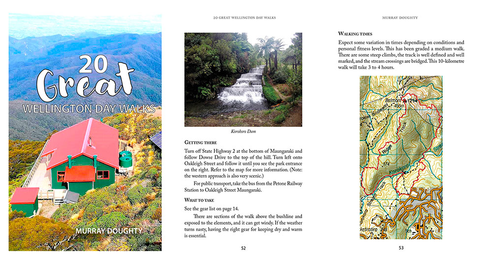 Cover and internal pages of a book designed for an author wanting to promote regional walks
