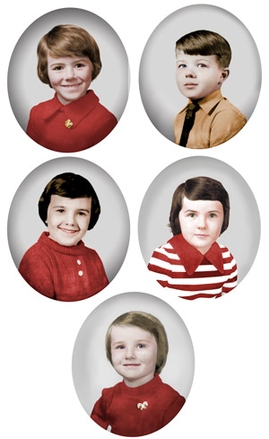 All 5 siblings now looking a lot happier in this photo restoration