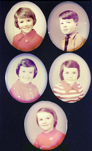 Five child sibling photos to be restored and placed on display board for reunion celebration.