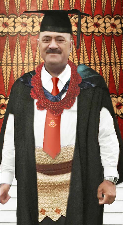 man dressed up in graduation gown and all accessories - a photo restoration job