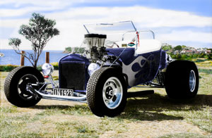 colours 'pinned' in this photo-restoration of a hit-rod