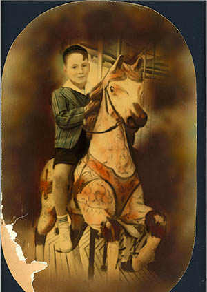 big old photo of client's father as a child comes in to be rescued
