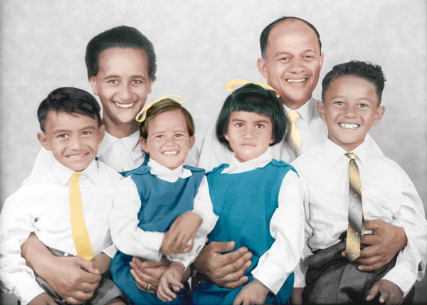 faded photo recoloured and facial features restored