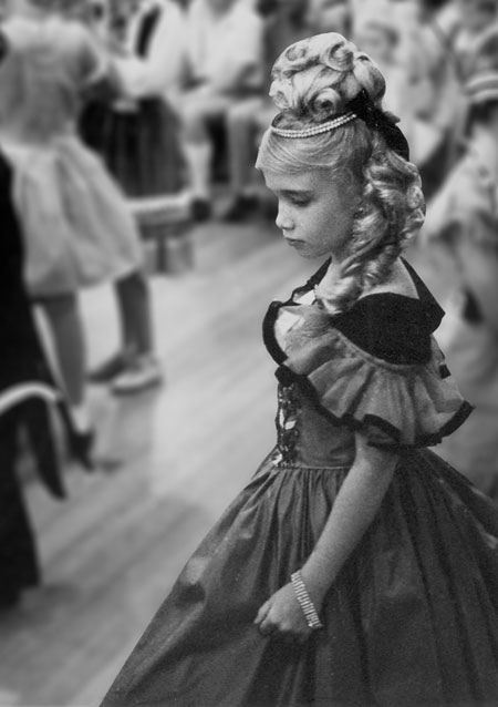 Small girl enhanced against a cropped blurred background